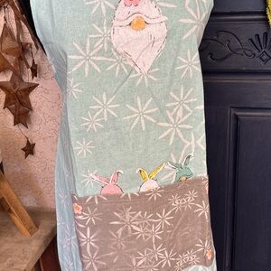 Bunny Gnome APRON Pantry Style Large Front Pocket adjustable ties pastel print